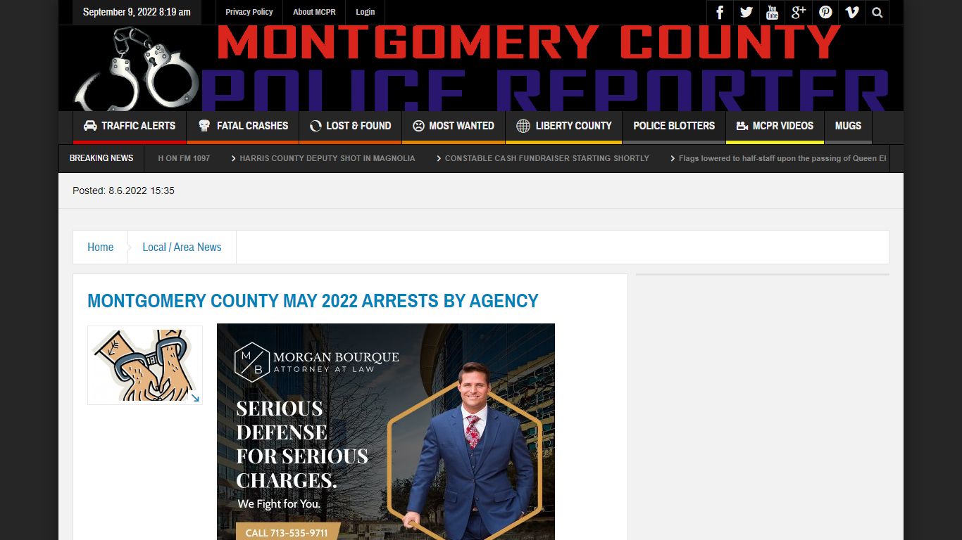 MONTGOMERY COUNTY MAY 2022 ARRESTS BY AGENCY