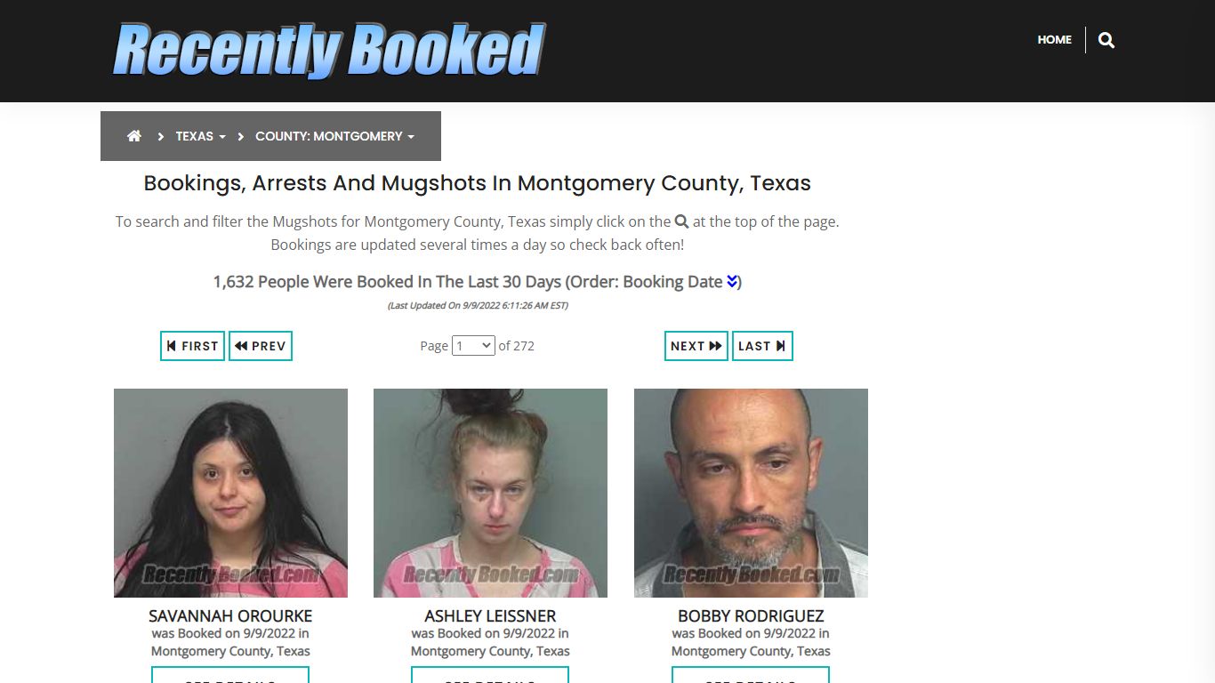 Bookings, Arrests and Mugshots in Montgomery County, Texas